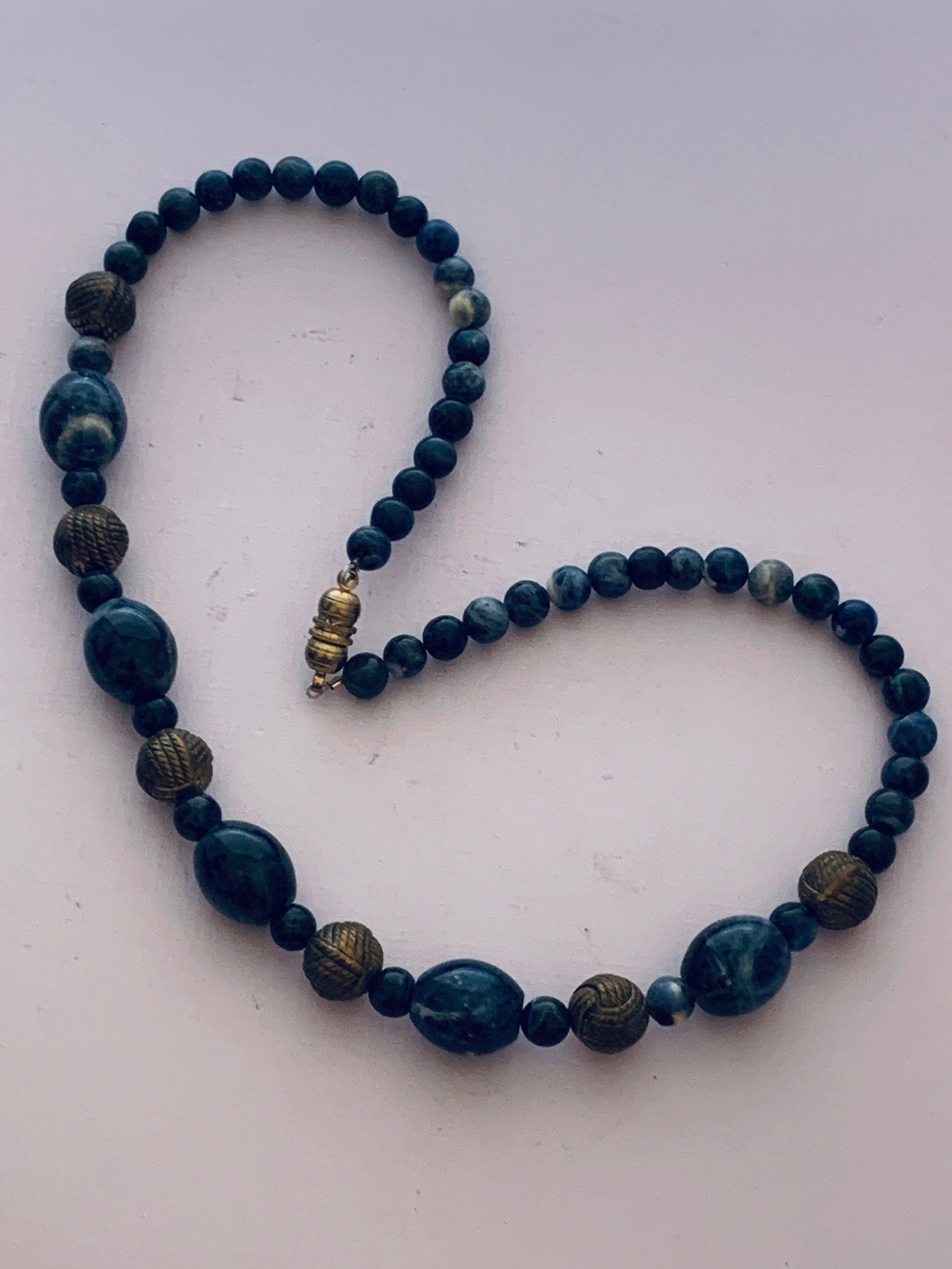 Sodalite and brass vintage necklace