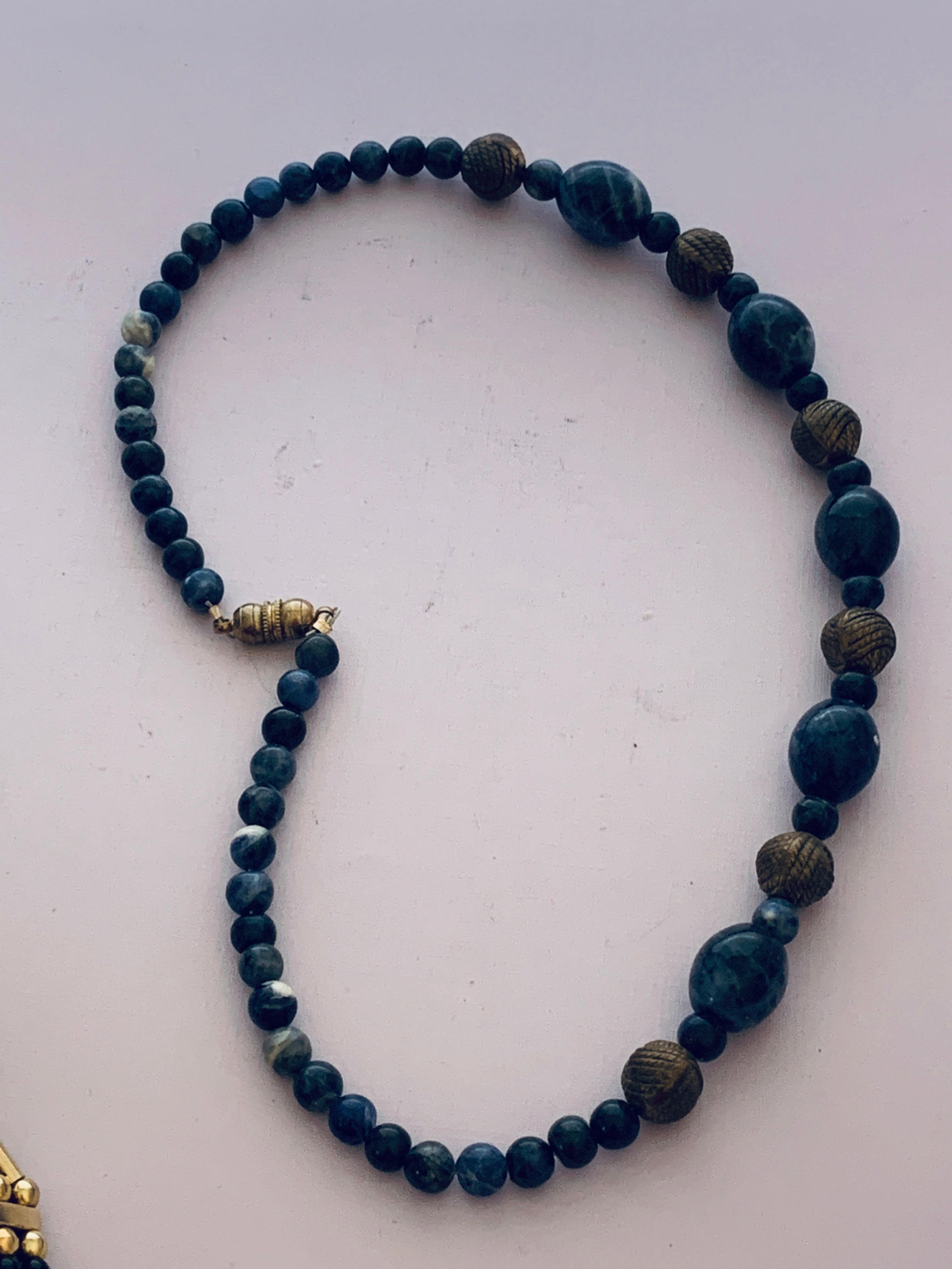 Sodalite and brass vintage necklace