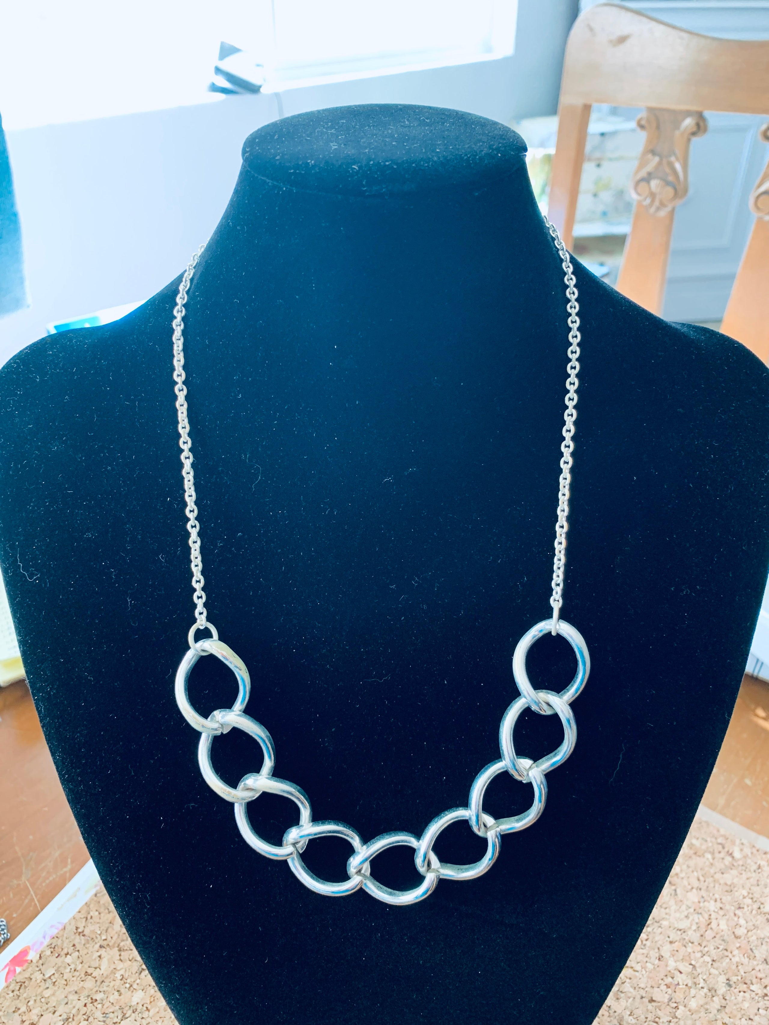 Silver toned link chain necklace